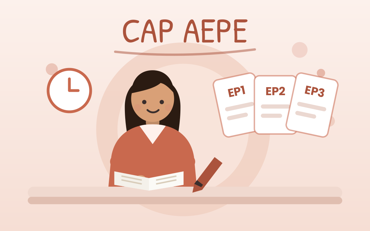 Illustration : candidate qui prépare les épreuves EP1, EP2 et EP3 du CAP AEPE