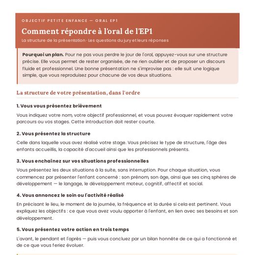 Aperçu : Comment répondre à l'oral de l'EP1