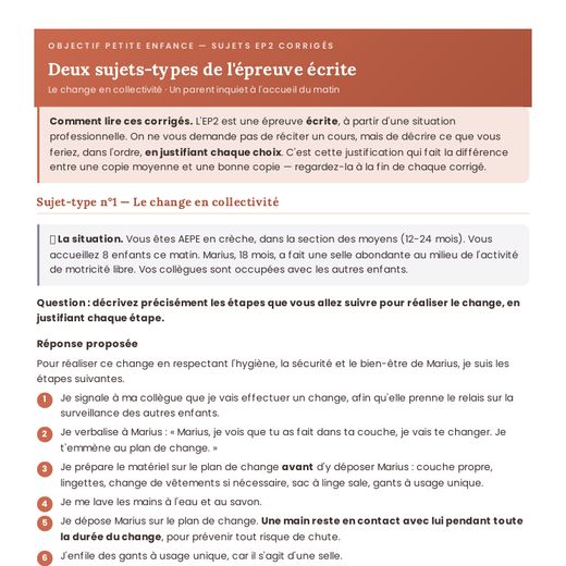 Aperçu : Deux sujets-types de l'EP2, corrigés