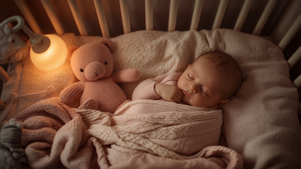 Bébé endormi paisiblement avec sa veilleuse