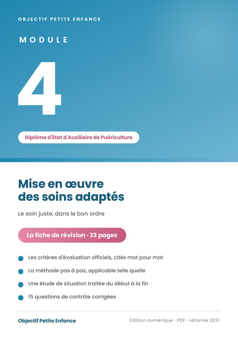 Fiche de révision du module 4 du diplôme d'auxiliaire de puériculture