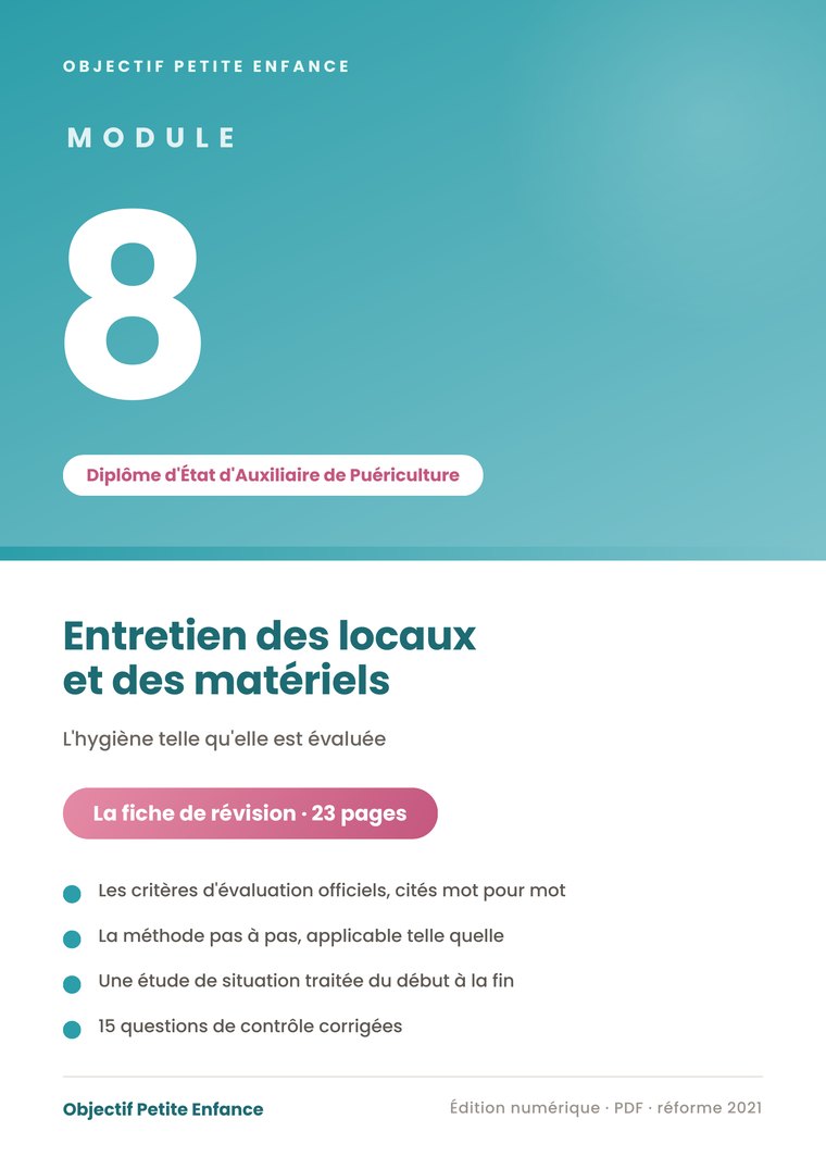 Fiche de révision du module 8 du diplôme d'auxiliaire de puériculture