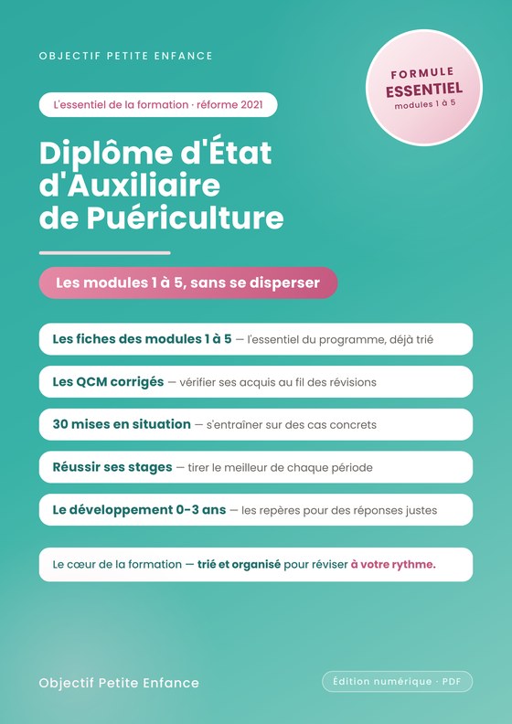 Pack Essentiel DEAP — 15 ressources pour réviser le diplôme d'auxiliaire de puériculture