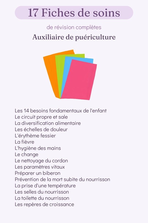 17 fiches de soins de révision — auxiliaire de puériculture